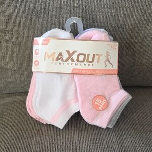 MaxOut Performance No Show Socks For Little Girls, Shoe Size 7-10, 15 Pairs, New
